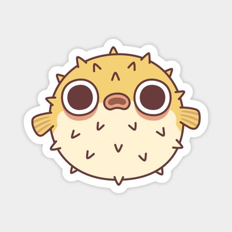 A doodle of a cute yellow puffer fish with spikes with a grumpy expression. Adorable doodle for pufferfish lovers! -- Choose from our vast selection of magnets to match with your desired size to make the perfect custom magnet. Pick your favorite: Movies, TV Shows, Art, and so much more! Available in two sizes. Perfect to decorate your fridge, locker, or any magnetic surface with. Pufferfish Drawing, Puffer Fish Cartoon, Puffer Fish Art, Kawaii Fish, Puffer Fish, Cute Fish, Fish Drawings, Book Week, Fish Bowl