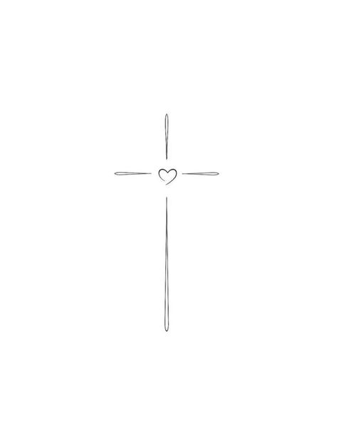 Faith Line Art, Mini Tattoos Christian, Aesthetic Fine Line Tattoos, Simple Cross Tattoos For Women, Cross And Heart Tattoo, Fine Line Christian Tattoos, Mini Cross Tattoo, Unique Cross Tattoos For Women, Feminine Cross Tattoos For Women