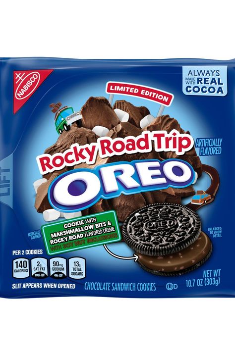 No, You’re Not Dreaming — Rocky Road Oreos Are Finally Launching This Month #rockyroad #oreos #snacks #dessert #snacktime Weird Oreo Flavors, Oreo Cookie Flavors, Vanilla Oreo, Oreo Thins, Oreo Flavors, Chips Ahoy, Wafer Cookies, Chocolate Sandwich Cookies, Chocolate Sandwich