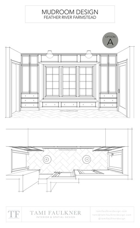 MUDROOM FLOOR PLAN AND INTERIOR ELEVATIONS - SPATIAL PROBLEMS AND SOLUTIONS — Tami Faulkner Design Tami Faulkner Design, Mudroom Floor Plan, Mudroom Layout, Mudroom Floor, Tami Faulkner, Mudroom Flooring, Custom Floor Plans, Mudroom Entryway, Mud Rooms