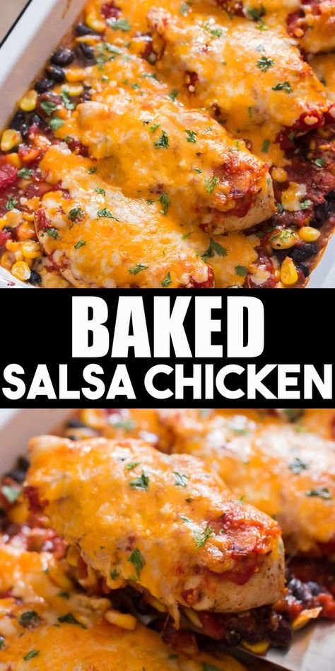 Baked salsa chicken recipe is scrumptious casserole style dinner that takes 40 minutes to cook. It's packed with punch of flavors #bakedchicken #salsachicken #bakedsalsachicken #chickenrecipes #chickendinner #dinnerrecipes #casserolerecipes #casseroledinner #easydinner #Mexicanchicken #salsa #Mexicanrecipes Baked Salsa Chicken Recipe, Baked Salsa Chicken, Salsa Chicken Recipe, Natashas Kitchen, Easy Casseroles, Crockpot Steak, Salsa Chicken, Chicken Bake, Chicken Breast Seasoning