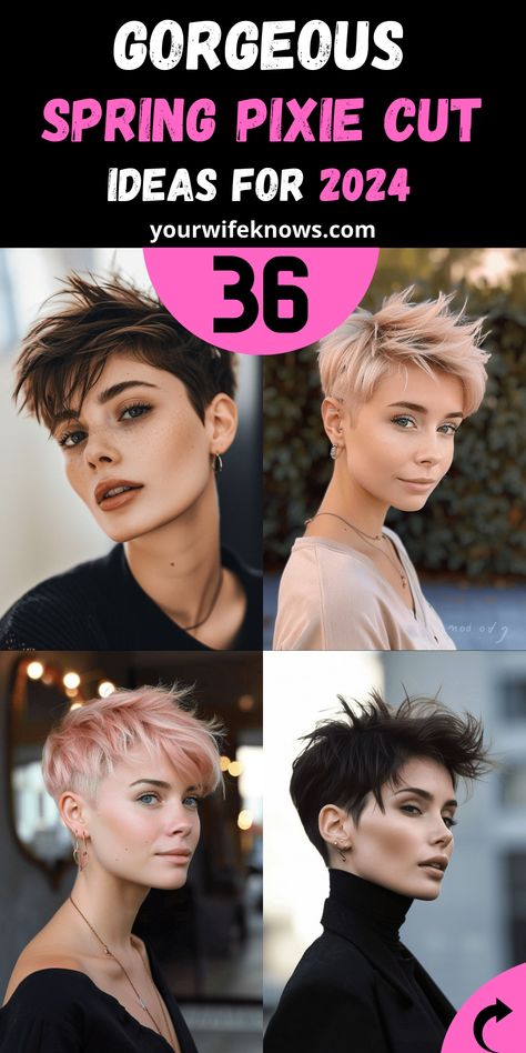 36 Spring Pixie Haircut Ideas that will glamorize in 2024 Punk Pixie Cut, Funky Pixie Cut, Stylish Bangs, Messy Pixie Haircut, Pixie Haircut Fine Hair, Pixie Haircut Ideas, Chubby Face Haircuts, Pixie Haircut Styles, Undercut Designs