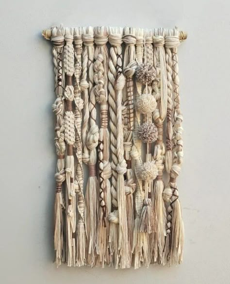 Quipu Terra Quechua Language, Macrame Yarn Wall Hanging, Wall Art Macrame, Yarn Tapestry, Macrame Home, Macrame Home Decor, Fiber Wall Art, Iron Bench, Bohemian Wall Hanging