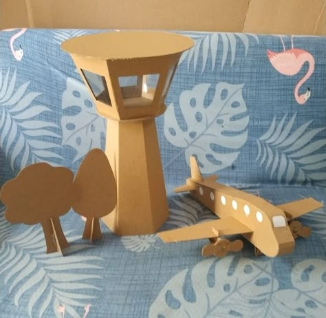 Cardboard Airport, Airport Craft, Diy Airport, Airport Theme, Travel Theme Classroom, Transportation Activities, Airplane Crafts, Cardboard Toys, Baby Play Activities