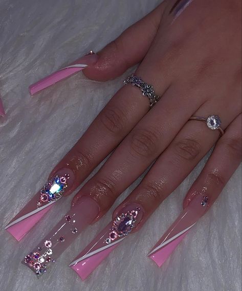 Lilith Nails, Drip Nails, Nails Design With Rhinestones, Her Nails, Simple Acrylic Nails, Glow Nails, Acrylic Nails Coffin Pink, White Nail Designs, Nails Only