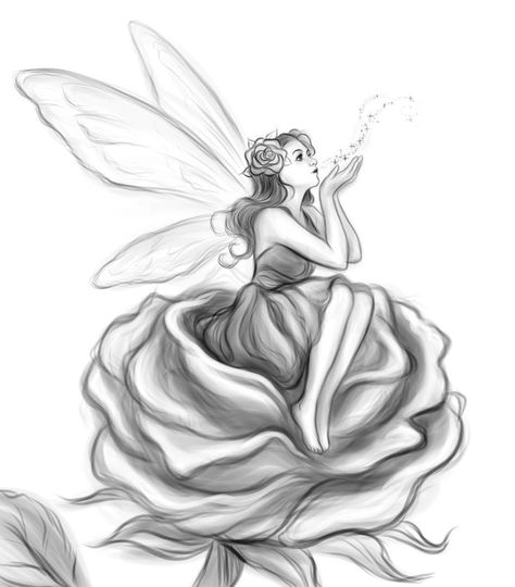 Easy Pencil Art, Tattoos Sunflower, Fairy Sketch, Sketches Ideas, Fairy Tattoo Designs, Fairy Drawings, Angel Artwork, Fairy Art Dolls, Angel Drawing