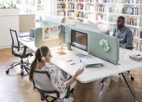 Bench Desk, Contemporary Office Furniture, Contemporary Office Design, Office Screens, Small Office Design, Modular Office Furniture, Open Space Office, Cool Office Space, Modular Office