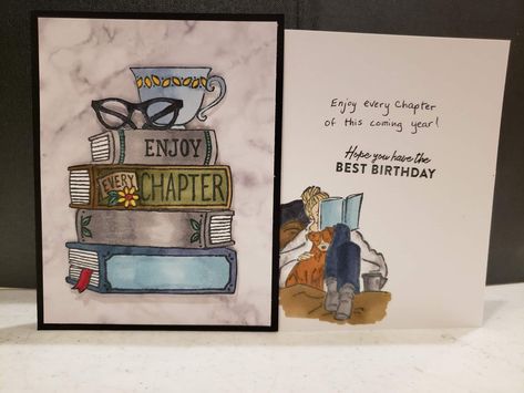 Every Chapter Stampin Up Cards, Cards With Books On Them, Coffee Themed Cards, Library Cards, Card Layouts, Birthday Cards For Women, Teacher Cards, Hello Cards, Paper Ideas