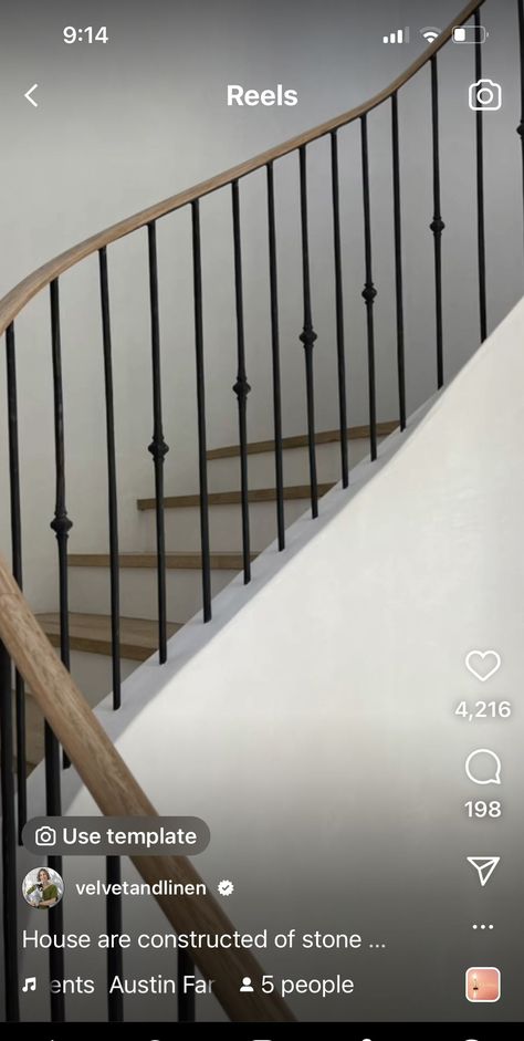 Iron Stair Railing Ideas, Stair Railing Wood, Mediterranean Stairs, Iron Spindle Staircase, Stone Hallway, Spanish Stairs, French Staircase, Beach House Stairs, Modern Colonial House