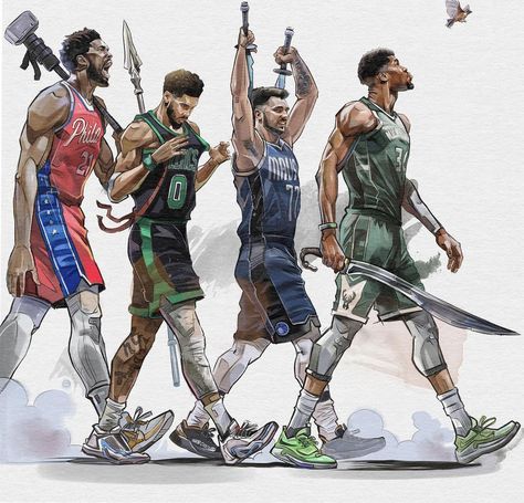 Nba Legends Art, Cool Basketball Pictures, Captain America Comic Art, Basketball Artwork, Mvp Basketball, Nba Basket, Basketball Drawings, Nba Artwork, Sports Design Ideas