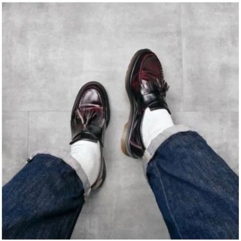 Dr. Martens | Shoes | Dr Marten Adrian Arcadia Tassel Loafers Cherry Red | Poshmark Dr Martens Loafers, Dr Martens Style, Red Loafers, Loafers Outfit, Future Clothes, Doc Marten Oxford, Tassel Loafers, Dr Martens Shoes, Martens Shoes