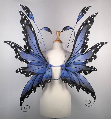 Fairy Wings in Blue Morpho Butterfly pattern by glittrrgrrl on DeviantArt Gossamer Wings, Butterfly Costume, Blue Morpho Butterfly, Mermaid Fairy, Morpho Butterfly, Fantasy Art Dolls, Blue Morpho, Blue Fairy, Wings Costume