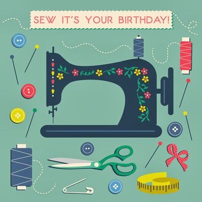 print & pattern: DOT COM GIFT SHOP - sewing Sewing Quotes, Sewing Cards, Images Kawaii, Sewing Bee, Vintage Sewing Machines, Vintage Birthday, It's Your Birthday, Sewing Art, Love Sewing