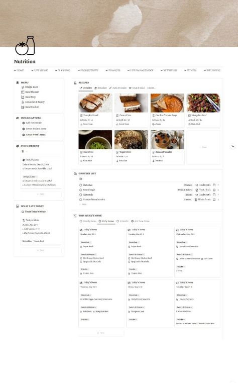 Meal Planner Notion Template | Recipe Book, Grocery Lists, Meal Planning Aesthetic How To Create A Meal Plan, Organize Recipes, Planning Aesthetic, Notion Inspo, Notion Ideas, Notion Aesthetic, Etsy Planner, Aesthetic Notion, Weekly Planner Free