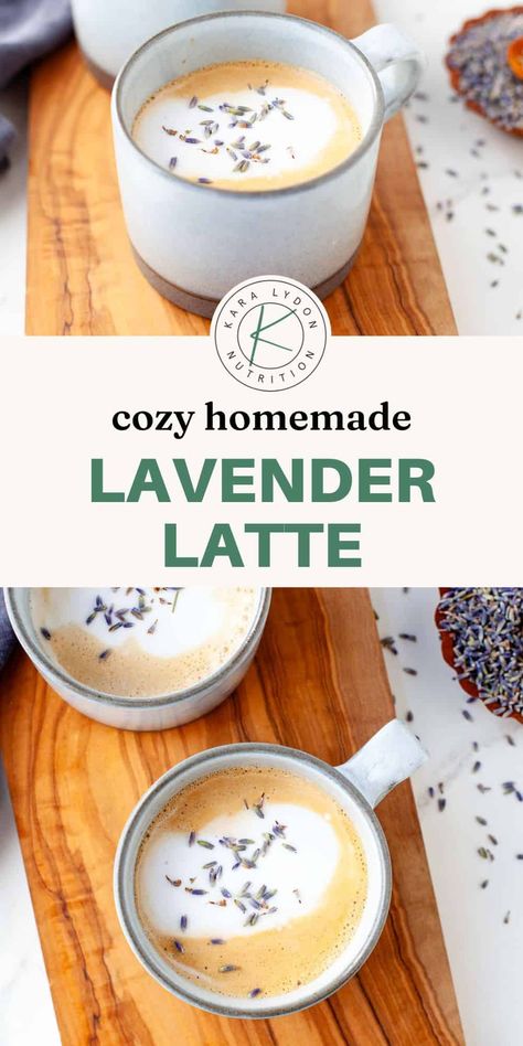 Warm, grounding and totally cozy, this homemade lavender latte recipe is perfect for a slow morning or when you just need a peaceful moment to yourself! This cozy coffee drink is made with an easy lavender simple syrup. Lavender Latte Recipe, Rhubarb Cocktail, Lavender Simple Syrup, Leek Quiche, Lavender Latte, Flours Banana Bread, Slow Morning, Lavender Syrup, Cozy Coffee