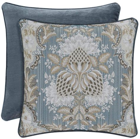 J Queen Crystal Palace 18" Square Decorative Pillow Bedding Dec Pillows, French Rococo, Queens New York, Crystal Palace, French Blue, Blue Square, Damask Pattern, Comforter Set, California King