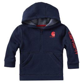 Carhartt Boys' Navy Blue Heather Half Zip Sweatshirt - front Carhartt Kids, Farm Kids, Navy Logo, Half Zip Hoodie, Kid Clothes, Boy Clothing, Half Zip Sweatshirt, Toddler Hoodie, New Baby Boys