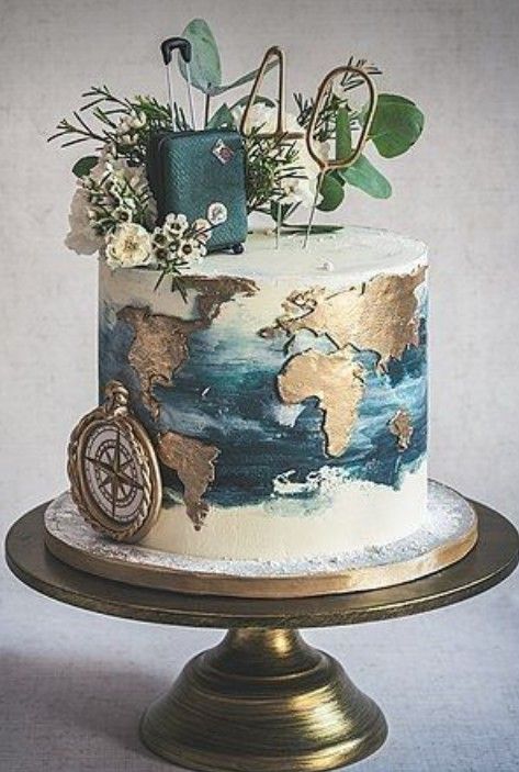 Travel Cake Ideas Birthdays, Cake Travel Theme, Travel Theme Cake, Airplane Birthday Cakes, Map Cake, World Cake, Cake Paris, 22nd Birthday Cakes, Travel Cake