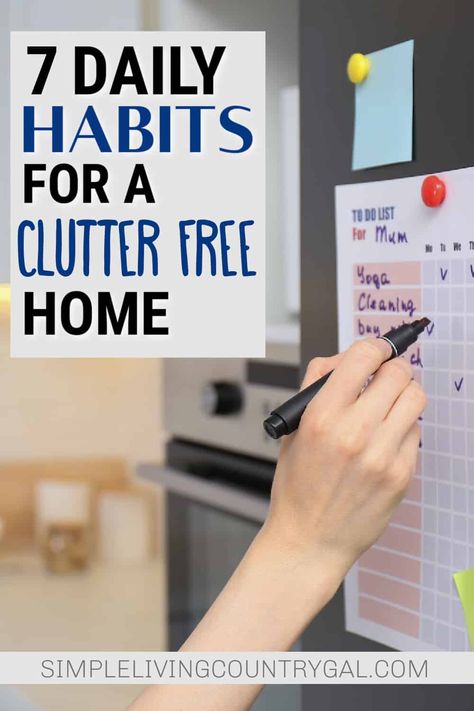 A list of 7 Daily Habits for a Clutter-Free Home that are easy, effective, and a great way to simplify your home and life. Things you can do each morning, daily tips that will help you run your home more efficiently without stress and chaos that a cluttered space can bring. Simplicity Living, Stair Basket, Simplify Your Home, Desk Organizer Tray, Large Woven Basket, Amish Life, Clutter Free Home, Messy Room, Living Off The Land