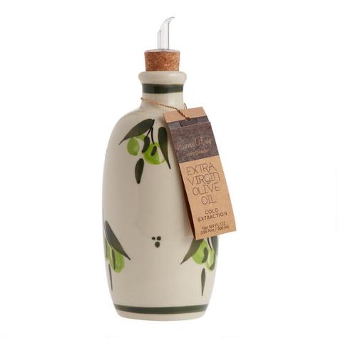 Beneoliva Extra Virgin Olive Oil in Painted Ceramic Bottle - v1 Meat Bread, Olive Oil Bottle, Olive Oil Bottles, Xmas List, Ceramic Bottle, New Food, Green Olives, Ceramics Pottery Art, Christmas Shop