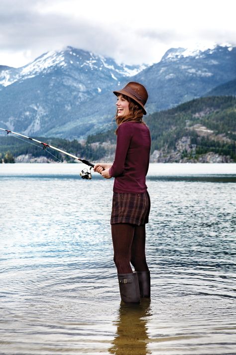 fly fishing in BC Travelling Canada, Recreating Outfits, Fly Fishing Girls, Fishing Outfit, Canadian Style, Fall Fashion Staples, Bear Fishing, Awesome Possum, Fashion Staples