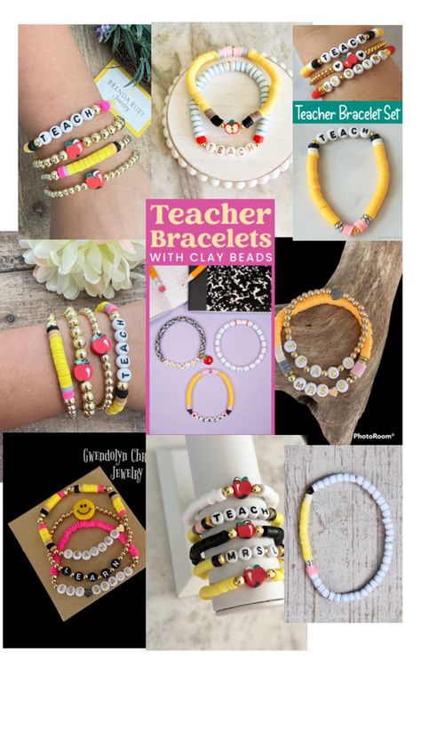 Teacher Bracelet, Clay Bracelets, Bead Projects, Clay Bracelet, Vendor Events, Diy Bracelet Designs, Big Dreams, Bracelet Ideas, Cute Diys