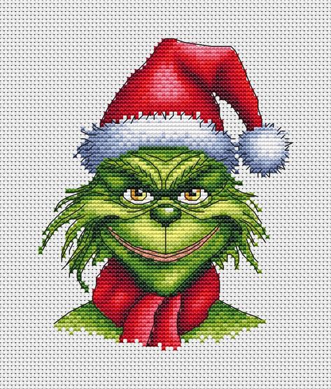 Grinch cross stitch chart designed by KsPatternsXstitch.  ATTENTION! Fabric and threads are not included! Cross stitch charts are intended for personal use only and can't be distributed any way. Free Cross Stitch Charts Pattern, New Cross Stitch Patterns, Cross Stitch Patterns Free Printable Charts, Grinch Cross Stitch Pattern, Grinch Cross Stitch, Christmas Charts, Tile Mat, Christmas Stitch, Holiday Cross Stitch Patterns