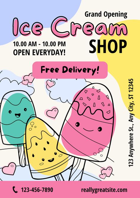 Ad Ideas Creative Advertising, Ice Cream Poster Design Creative, Promotional Poster Design Advertising, Ad Poster Design Advertising, Advertisment Posters Ideas, Shop Advertising Design, Canvas Poster Ideas, Marketing Poster Ideas, Ice Cream Ads Creative