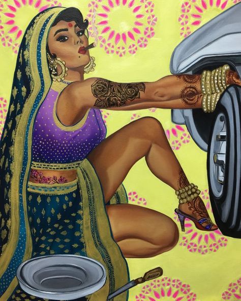 Modern Indian Art, Feminist Artist, Indian Women Painting, Indian Illustration, Tattoo Traditional, Pop Art Comic, New Tattoo, Indian Paintings, Indian Art Paintings