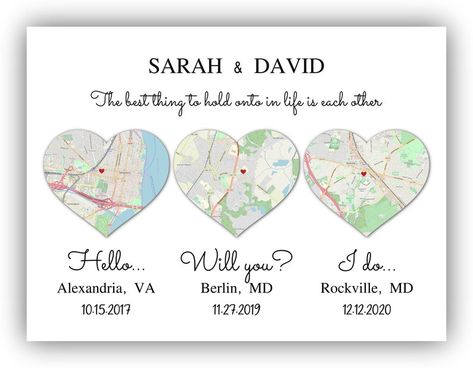 Map Heart Art, First Anniversary Paper, Map Heart, Wedding Gift For Couple, Heart Map, Heart Printable, First Anniversary Gifts, Wedding Map, Relationship Gifts