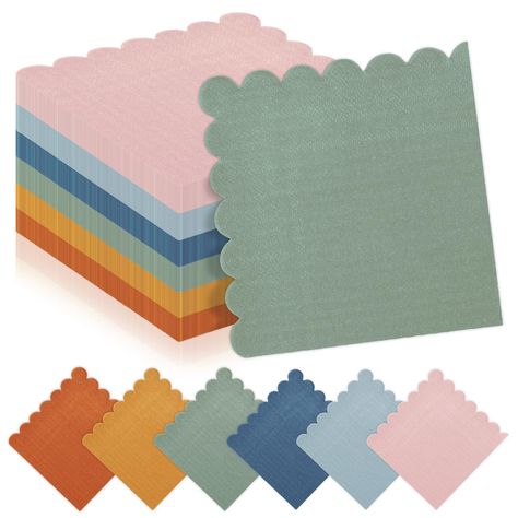 PRICES MAY VARY. Package Includes - A total of 300pcs paper napkins with 6 colors, 50pcs of each; they are available in abundance for daily use and party supply. Morandi Color - Our scalloped cocktail napkins are designed with morandi colors, adding modern and elegant atmosphere to your home and parties, perfect for dining and party table decoration. Proper Size - Each disposable napkin is about 12.5 x 12.5cm/5 x 5 inch when folded and 25 x 25cm/10 x 10 inch when unfolded, which is perfect decor Morandi Color, Muted Rainbow, Boho Color, Dinner Dessert, Cocktail Napkin, Party Dinner, Beverage Napkins, Party Table Decorations, Rabbit Hole