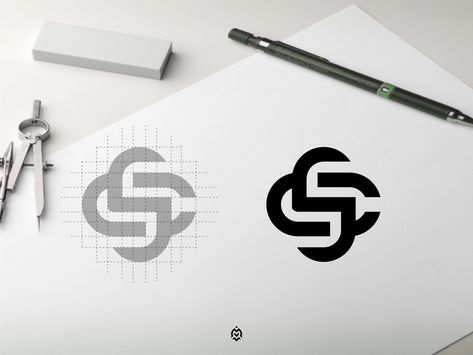 SC monogram logo concept by mbah_menirr on Dribbble Sc Logo Design Ideas, Sc Monogram Logo, Sc Logo Design, Es Monogram, Sc Monogram, Simple Curls, Sp Logo, Sc Logo, S Letter Logo