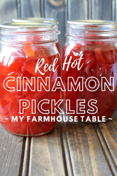 Canning Cinnamon Pickles, Red Cinnamon Pickles, Red Pickles, Christmas Pickles Recipe Easy, Easy Cinnamon Pickles, Red Hot Cinnamon Pickles, Cinnamon Red Hot Pickles, Sweet And Hot Pickles, Candied Cucumbers