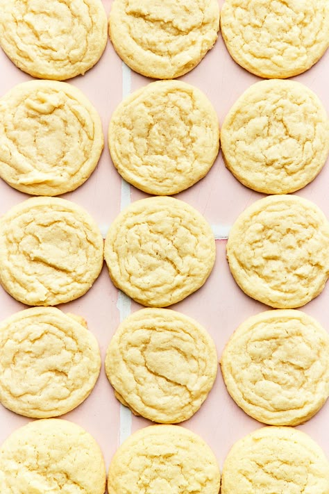 Drop Sugar Cookies - The Baked Collective Best No Spread Sugar Cookie Recipe, Dandy Do Cookies, Best Drop Sugar Cookie Recipe, Sugar Cookie Recipe Sallys Baking, Sugar Cookie Slice And Bake, Pastry Flour Recipes, Drop Cookies Recipes, Drop Sugar Cookies Soft, Easy Drop Sugar Cookies