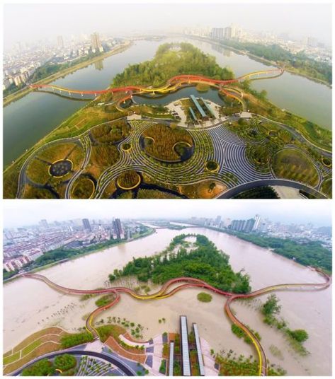 Berlin & China Creating "Sponge Cities" — Landscape Architects Help Cities Absorb Water, Cool Down | CleanTechnica Sponge City, Jay Lee, World Architecture Festival, Wetland Park, University Architecture, Chinese Landscape, Parking Design, Beijing China, Urban Environment