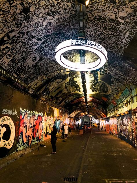 LeakeStreetTunnelUnusualthingstodoinLondon Fun Things To Do Alone, Leake Street, Museum Of Curiosity, Europe Cities, Columbia Road Flower Market, Greenwich Park, Places In England, I Love London, Day Trips From London