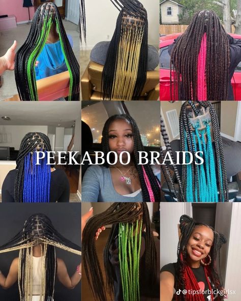 Peekaboo Braids, Hair Braid Patterns, Braided Hairstyles For Black Women Cornrows, Beautiful Black Hair, Cute Hair Colors, Big Box Braids Hairstyles, Colored Braids, Quick Natural Hair Styles, Box Braids Hairstyles For Black Women