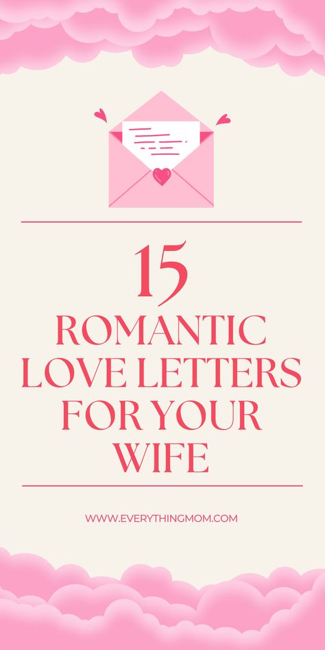 Looking for the perfect way to express your love? These 15 romantic love letters for your wife are filled with heartfelt ideas that will touch her heart. Whether it’s for a special occasion or just a sweet surprise, these love letter ideas will help you express your deepest emotions. Discover the perfect words to make her smile and show how much she means to you. Explore the list now and start writing! Love Letter To Wife, Romantic Letter For Her, How To Start A Love Letter, Love Letter For Wife, Love Letter To My Wife, Letter To Wife, Love Letters For Her, Love Letter Ideas, Writing Love Letters