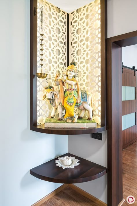 Create a Compact Mandir in Your Flat Puja Unit, बेडरूम डिजाइन, Mandir Ideas, Pooja Room Ideas, Mandir Designs, Pooja Unit, Mandir Design, Temple Design For Home, Pooja Room Door