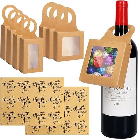 Amazon.com: Wine Bottle Box with Window, 24PCS Foldable Wine Bottle Gift Boxes with 2 Sheets Paper Stickers Wine Boxes for Hanging Bottle Gift Decoration (Kraft): Home & Kitchen Wine Bottle Box, Wine Boxes, Wine Stickers, Business Pictures, Wine Bottle Gift, Bottle Box, Holiday Candy, Flower Arrangements Diy, Cute Box