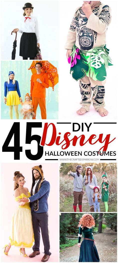 45 DIY Disney Themed Halloween Costumes Disney Characters Costumes Diy, Homemade Disney Costumes, Disney Characters Halloween Costumes, Diy Disney Halloween Costumes, Easy Disney Costumes, Disney Costumes For Women, Disney Couple Costumes, Adult Disney Costumes, Disney Costumes Diy