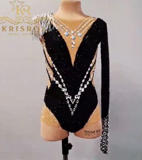 Contemporary Dance Costumes Dresses, Black Leotard Costume, Rhythmic Gymnastics Costumes, Wrestling Outfits, Gymnastics Suits, Pretty Dance Costumes, Dance Costumes Dresses, Gym Leotards, Gymnastics Costumes