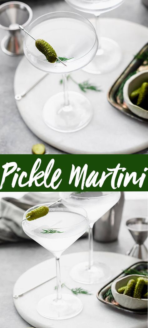 Pickle Juice Martini, Pickle Martini Recipe, Pickle Martini, Dirty Martini Vodka, Crafty Cocktails, Dill Pickle Vodka, Dirty Martini Recipe, Martini Recipes Vodka, Easy Pickle