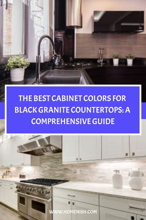 The Best Cabinet Colors for Black Granite Countertops: A Comprehensive Guide Kitchen Cabinet Color Ideas With Black Granite, Cabinet Colors With Black Granite, Black Kitchen Countertops Color Combos, Best Cabinet Colors, Matte Black Granite, Honed Marble Countertops, Acrylic Kitchen Cabinets, Color Cabinets, Kitchen Design Countertops