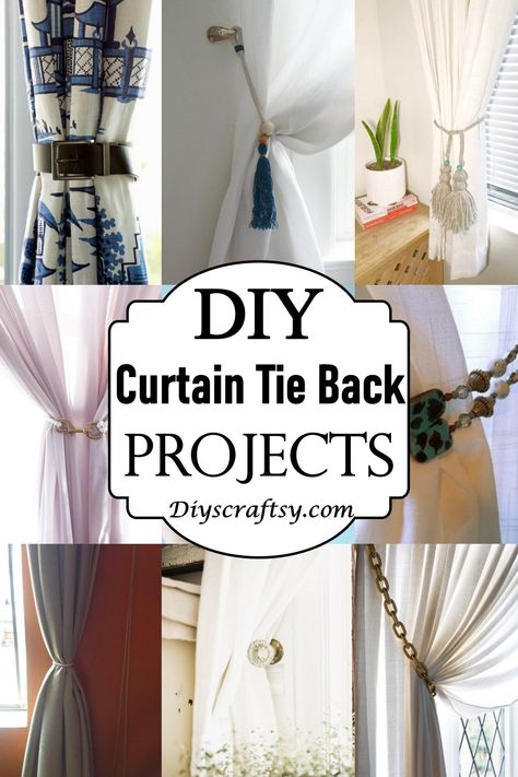 Curtain Holdbacks Ideas, Diy Curtain Holdbacks, Curtain Pull Backs, Magnetic Curtain Tie Backs, Curtain Tie Backs Diy, Rope Curtain Tie Back, Drapery Tie Backs, Tie Up Curtains, Diy Curtain