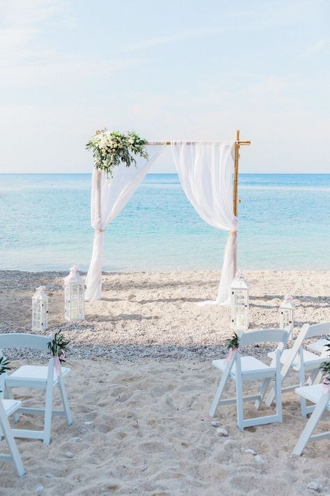 Beach Ceremony Arch, Beach Wedding Ceremony Arch, White Beach Wedding, Outdoor Beach Wedding, Beach Wedding Aisles, Beach Wedding Arch, Beach Wedding White, Diy Beach Wedding, Simple Beach Wedding