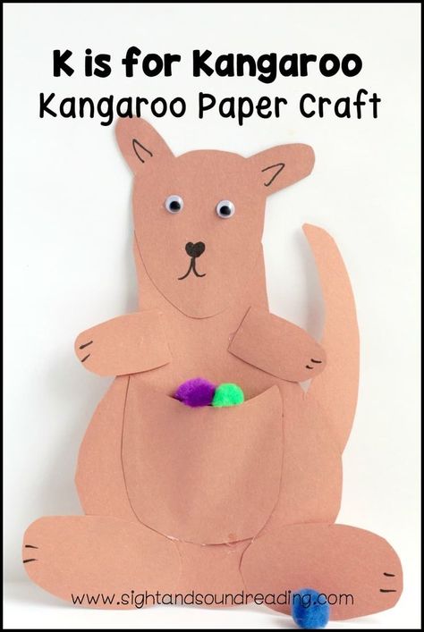 Letter K Craft: Kangaroo Paper Craft When you are learning the letter K, this Letter K Craft: kangaroo paper craft is a fun activity for preschoolers and kindergarten kids. Australia Crafts For Kids, Letter K Craft, Kids Crafts January, Letter K Preschool, K Is For Kangaroo, K Craft, Animal Paper Craft, Letter K Crafts, Letter J Crafts