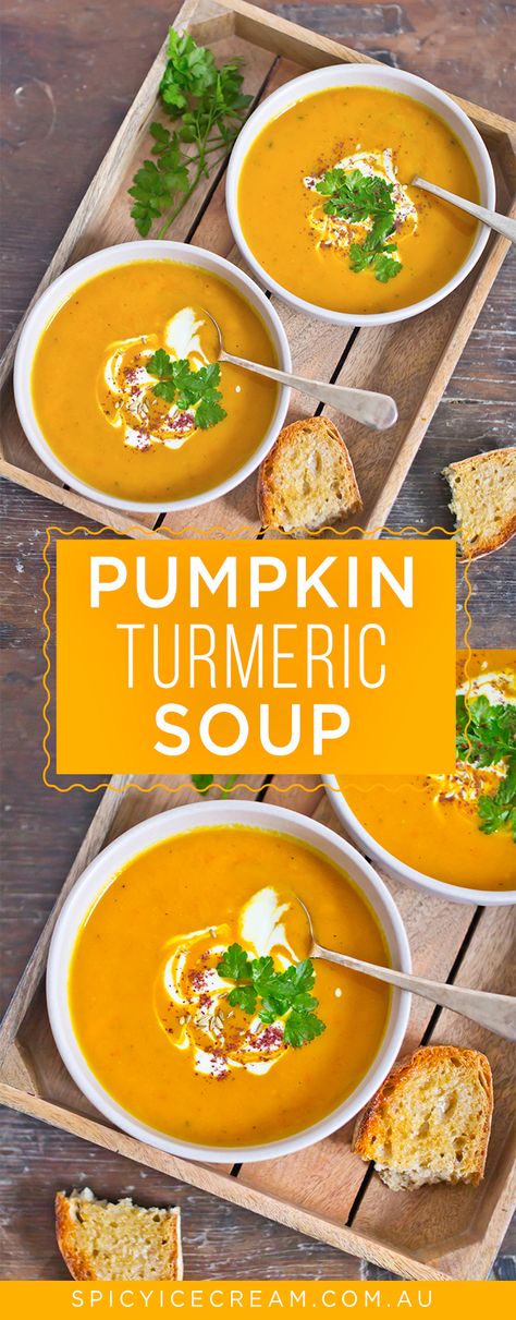 Turmeric is a natural anti-inflammatory and antioxidant so this Pumpkin Turmeric Soup using bountiful in-season pumpkins is sure to make you feel better. Haldi Powder, Turmeric Soup, Natural Spices, Organic Turmeric, Turmeric Root, Nutrition Tips, Perfect Food, Diet And Nutrition, Natural Organic