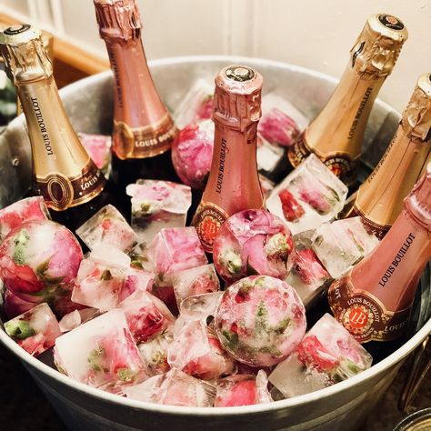 Champagne Bucket Decor, Floral Ice Cubes, George Stephenson, Bucket Decor, Flower Ice Cubes, Flavored Ice Cubes, Floral Ice, Champagne Ice Bucket, Flower Ice