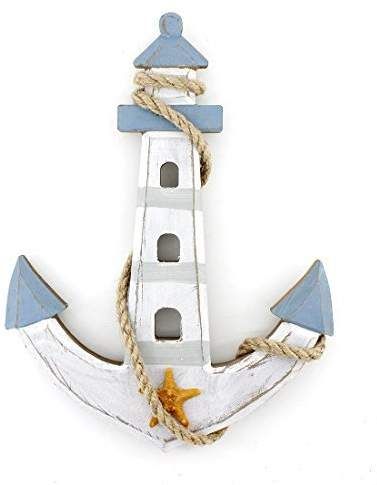 10"x7.6" Wooden Nautical Anchor Wall Hanging Ornament Plaque This is a new arrival for our nautical collections for this season.It's a combination of lighthouse and anchor,it measures 10"x7.6",not too big size and easy to handle. #ad #walldecor #nauticaldecor #beachhousedecor Sailboat Wall Decor, Clay Pot Lighthouse, Wood Lighthouse, Deco Marine, Nautical Bathroom, Wooden Whale, Bathroom Decorating Ideas, Nautical Crafts, Beach Theme Bathroom